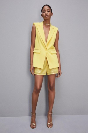 Patrizia Pepe Fluid Twill Sleeveless Vest Jaune | JVTQU1026