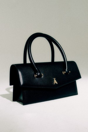 Patrizia Pepe Fly Bamby Leather Bag Large Noir | HRPLQ1830