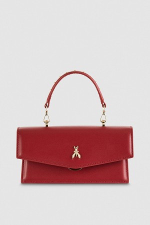 Patrizia Pepe Fly Bamby Leather Shoulder Bag Rouge | WUPYK1065