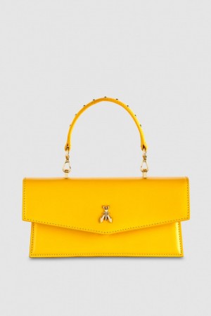 Patrizia Pepe Fly Bamby Leather Shoulder Bag Jaune | WAOQR2817