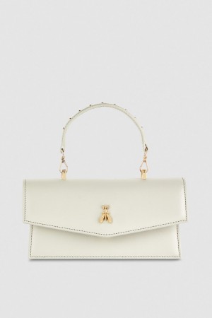 Patrizia Pepe Fly Bamby Leather Shoulder Bag Grise | OUXJD7459