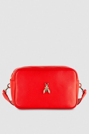 Patrizia Pepe Fly Camera Leather Bag With Chain Rouge | WYUJG0745
