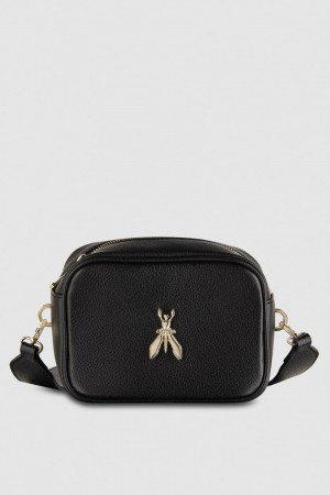 Patrizia Pepe Fly Camera Leather Shoulder Bag Noir | ZLXTV4937