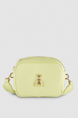 Patrizia Pepe Fly Camera Leather Shoulder Bag Jaune | MGFEZ1850