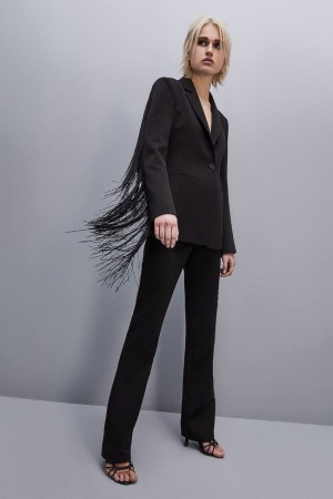 Patrizia Pepe Fringed Jacket Noir | LVHMD4581