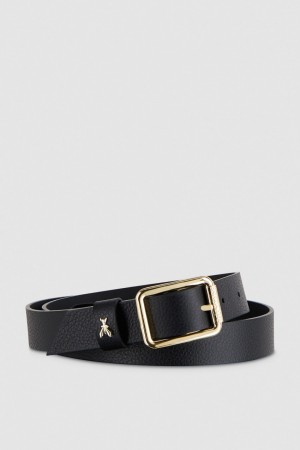 Patrizia Pepe Hammered Leather Low-waist Belt Noir | AHDYG4195