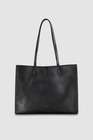 Patrizia Pepe Hammered Leather Shopping Bag Noir | TXVPU1436