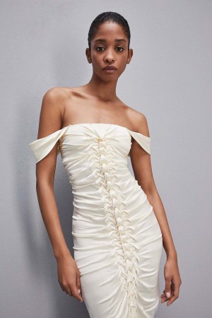 Patrizia Pepe Hand-embroidered Dress In Certified Viscose Blanche | QSZOR7493
