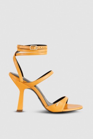 Patrizia Pepe Heeled Sandal With Green Leather Sole Orange | KXBHF9654