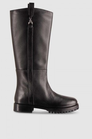 Patrizia Pepe High Nappa Leather Boots With Zipper Noir | YPBHZ6584