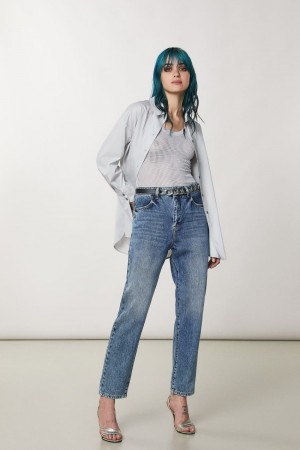 Patrizia Pepe High Waist Denim Pants Bleu | TJUWS3486