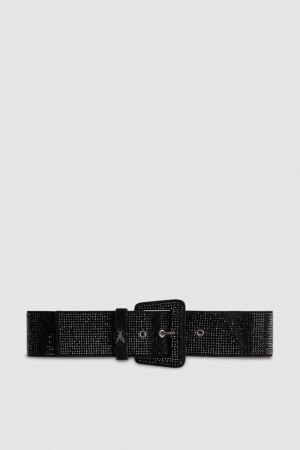 Patrizia Pepe High-waisted Belt With Rhinestones Noir | CZXSY1758