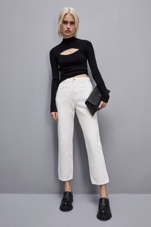 Patrizia Pepe High-waisted Denim Pants Blanche | TQJIR1207