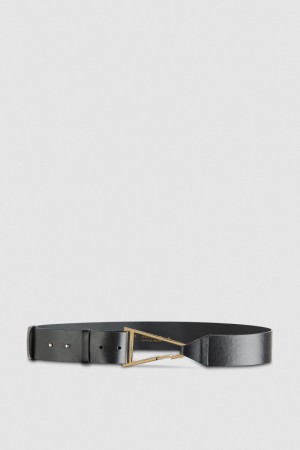 Patrizia Pepe High-waisted Leather Belt Noir | SEGYA8356