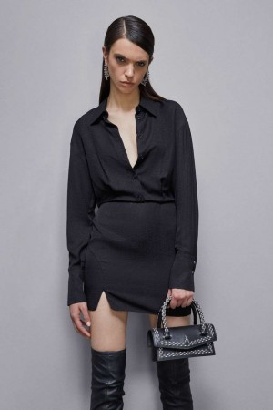 Patrizia Pepe Jacquard Viscose Mini Dress Noir | IGFSU3942
