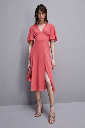 Patrizia Pepe Jeweled Dress In Georgette With Square Back Neckline Rose | LNZOU2497