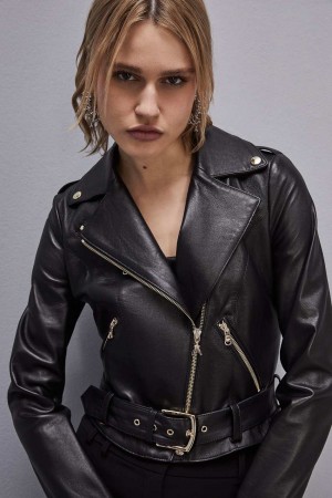Patrizia Pepe Leather Biker Jacket Noir | VZUGW7451