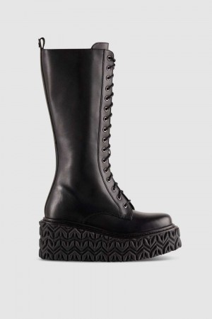 Patrizia Pepe Leather Boots With Side Zipper Noir | CBAHY5731
