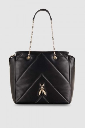 Patrizia Pepe Leather Bucket Bag With Zipper Noir | BCVUI2487
