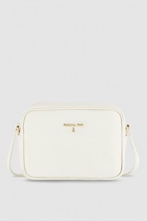 Patrizia Pepe Leather Camera Bag With Inside Pocket Beige | IQAMH2813