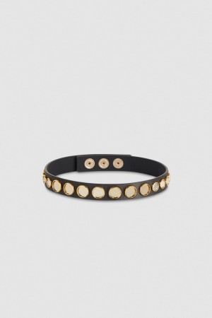 Patrizia Pepe Leather Choker With Micro Mirrors Noir | OTQGS7401