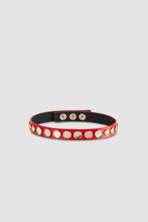 Patrizia Pepe Leather Choker With Micro Mirrors Rouge | LBGOQ3079