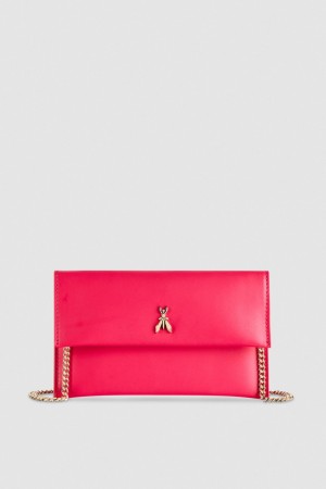 Patrizia Pepe Leather Clutch Bag With Chain Shoulder Strap Rose | WTEJV9670