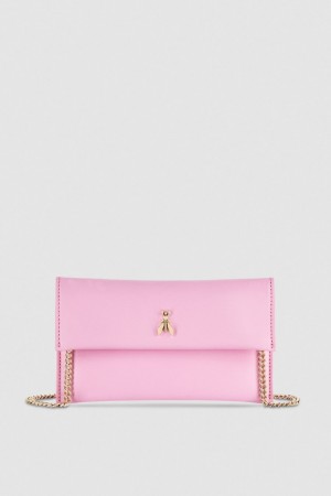 Patrizia Pepe Leather Clutch Bag With Chain Shoulder Strap Rose | ROVSG4928