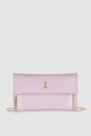 Patrizia Pepe Leather Clutch Bag With Chain Shoulder Strap Violette | WPCRS3097