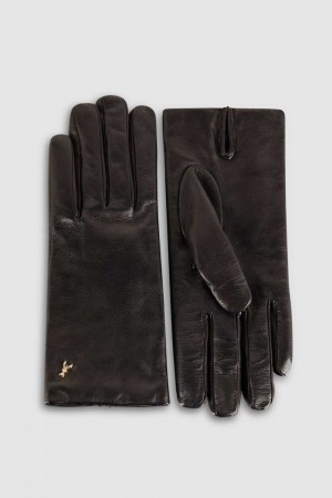 Patrizia Pepe Leather Gloves Noir | YHBZI6417