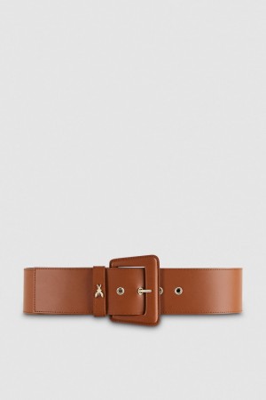 Patrizia Pepe Leather High-waisted Belt Marron | MGARW7243