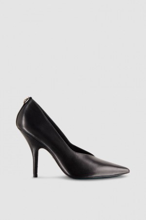 Patrizia Pepe Leather Pumps With Leather Sole Noir | SUWFN7952