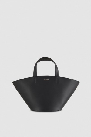 Patrizia Pepe Leather Shopping Bag With Handles Noir | UGLKH2389