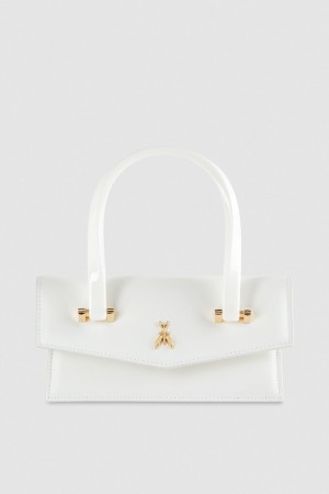 Patrizia Pepe Leather Shoulder Bag With Snap Closure Blanche | CINWJ7834