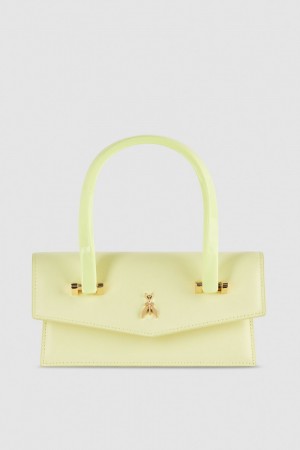 Patrizia Pepe Leather Shoulder Bag With Snap Closure Jaune | XGQEO0759