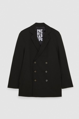 Patrizia Pepe Lined Double-breasted Coat Noir | AJMES2156