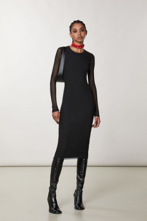Patrizia Pepe Long Cotton Dress Noir | NSHEV4753