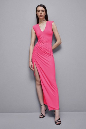Patrizia Pepe Long Crape Dress With Draping Rose | QZHCX7415