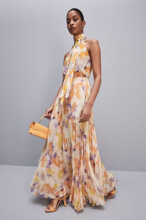 Patrizia Pepe Long Pleated Chiffon Skirt Multicolore | CTZSH1649