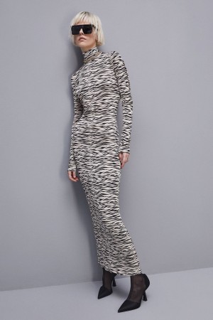 Patrizia Pepe Long Slim Fit Dress Animalier | MEYCB6809