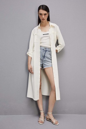 Patrizia Pepe Long-sleeved Chemisier Dress Blanche | UDZRB6183