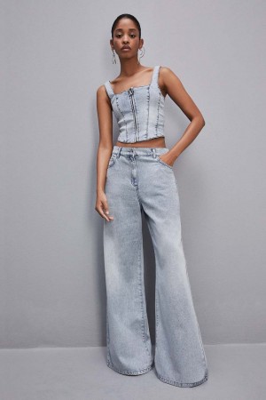Patrizia Pepe Low Rise Oversized Denim Jeans Bleu Clair | SPARH1960