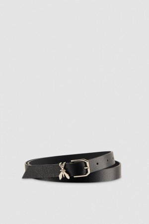 Patrizia Pepe Low-waist Hammered Leather Belt Noir | XFIOL7198