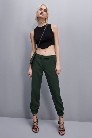 Patrizia Pepe Low-waisted Crepe Jogger Pants Vert | MWGKN7590