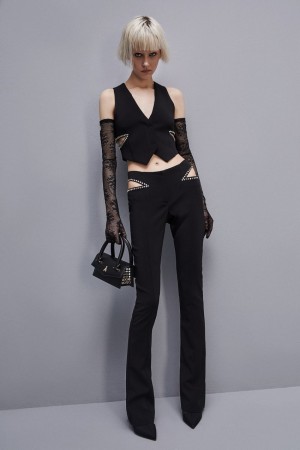 Patrizia Pepe Low-waisted Crepe Pants Noir | KWUBO3085