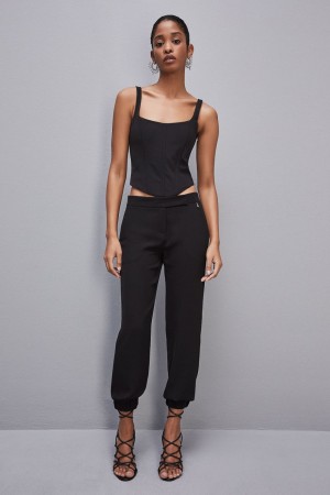 Patrizia Pepe Low-waisted Jogger Pants Noir | FCMKT3186