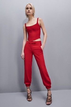 Patrizia Pepe Low-waisted Jogger Pants Rouge | TGZMH3459