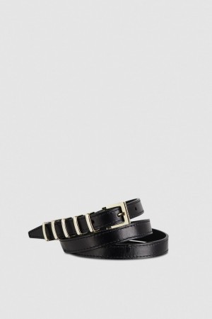 Patrizia Pepe Low-waisted Leather Belt Noir | YXTDN6029