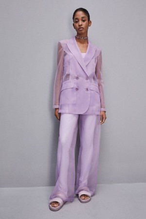 Patrizia Pepe Low-waisted Palazzo Fit Pants In Jersey Violette | FUVMO8623