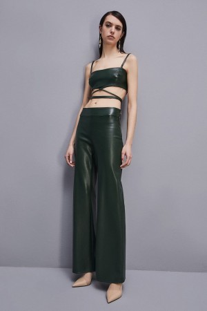 Patrizia Pepe Low-waisted Palazzo Fit Pants Vert | HWVCG9156